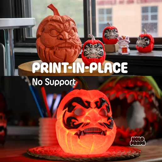 Daruma Pumpkin - Glowing Eye Halloween LED